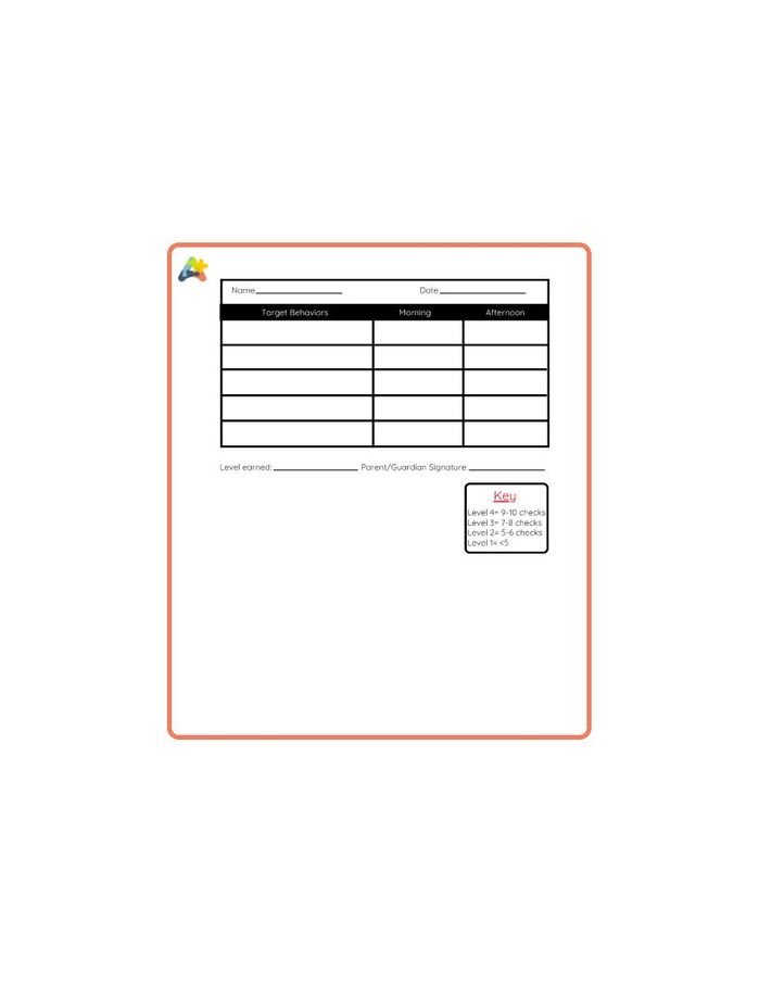 Resource for Self-Monitoring Point Sheet