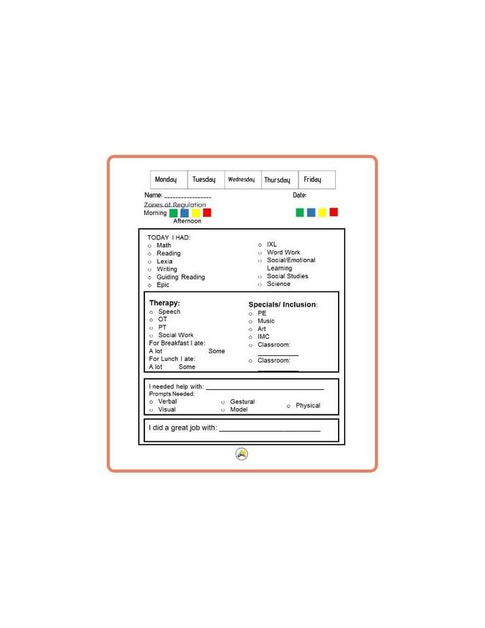 Resource for Communication - Zones of Regulation