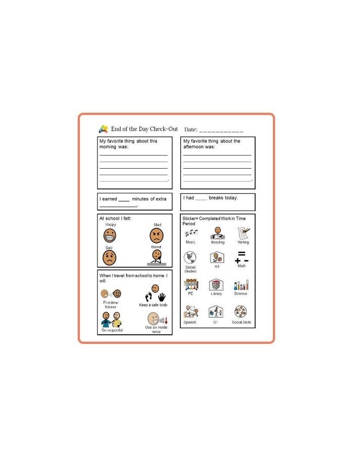 Resource for Communication - End of the Day Check Out with Visuals