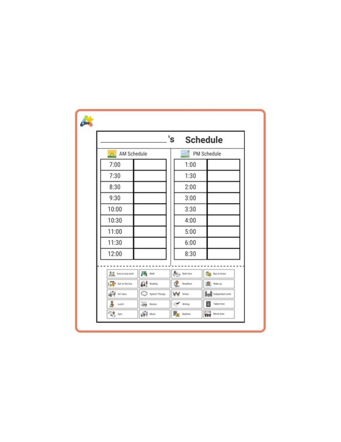 Resource for Schedule - Morning/Afternoon with Time and Visuals