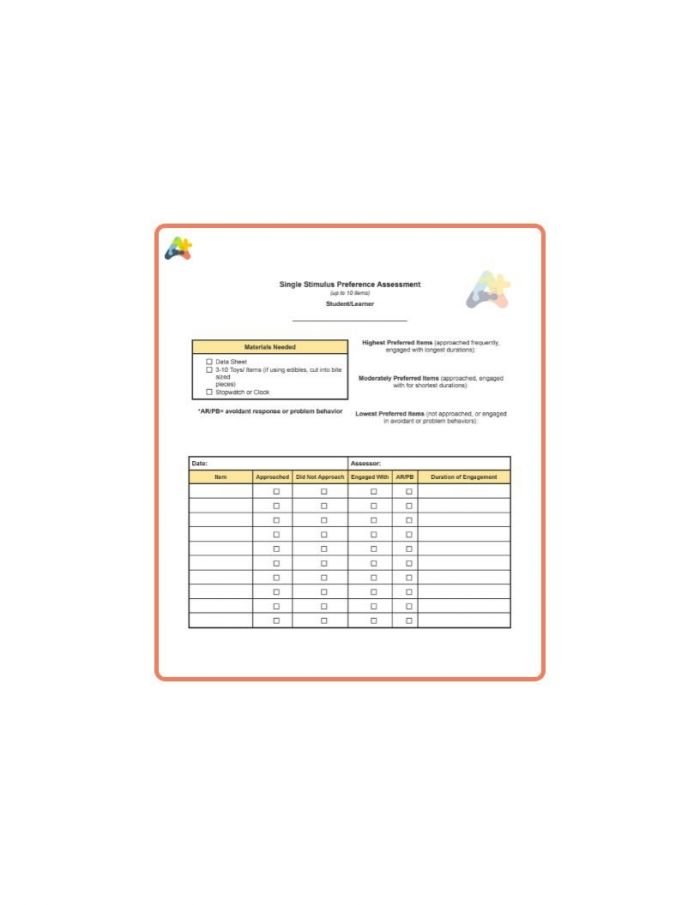 Resource for Single Stimulus Preference Assessment