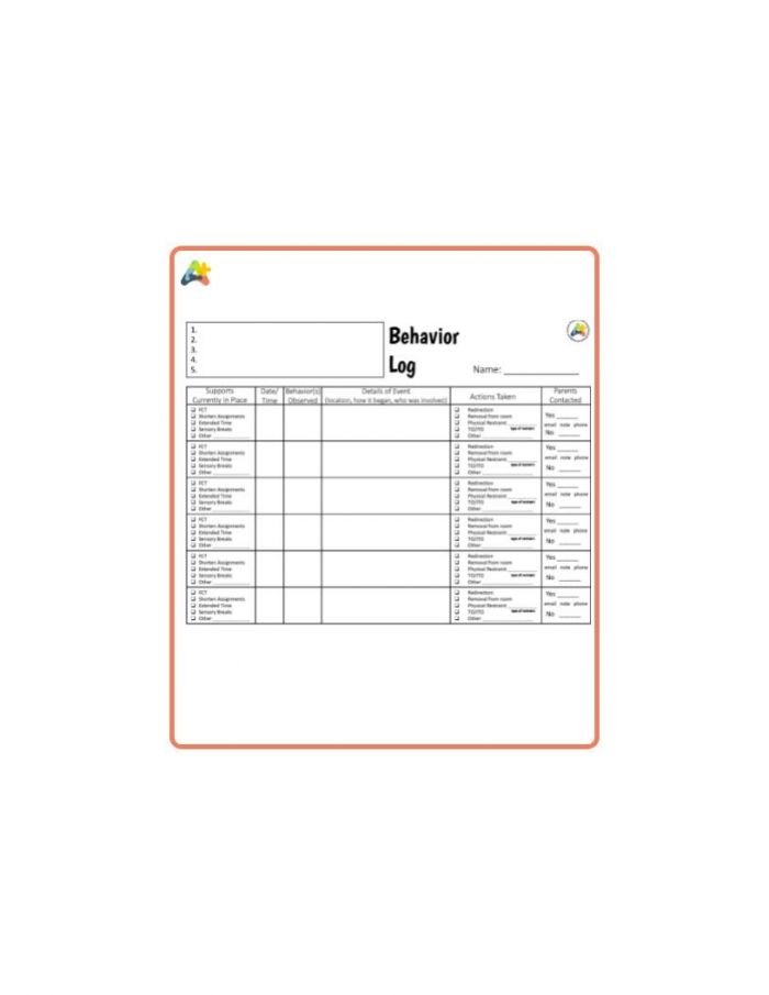 Resource for Behavior Log
