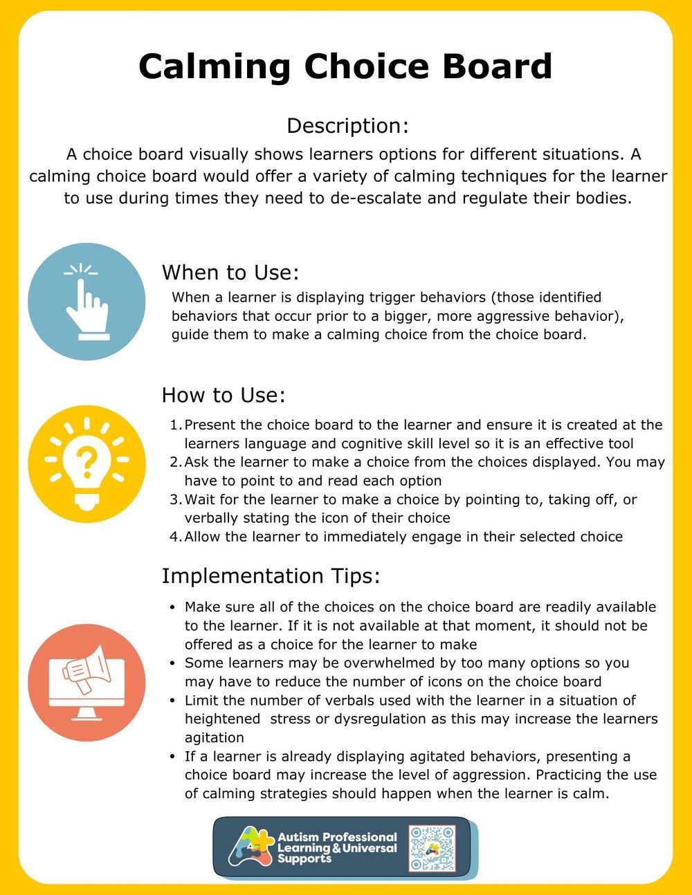 Calming Choice Board Implementation Guide 1