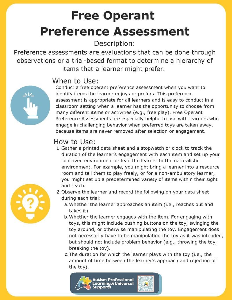 Free Operant Preference Assessment Implementation Guide